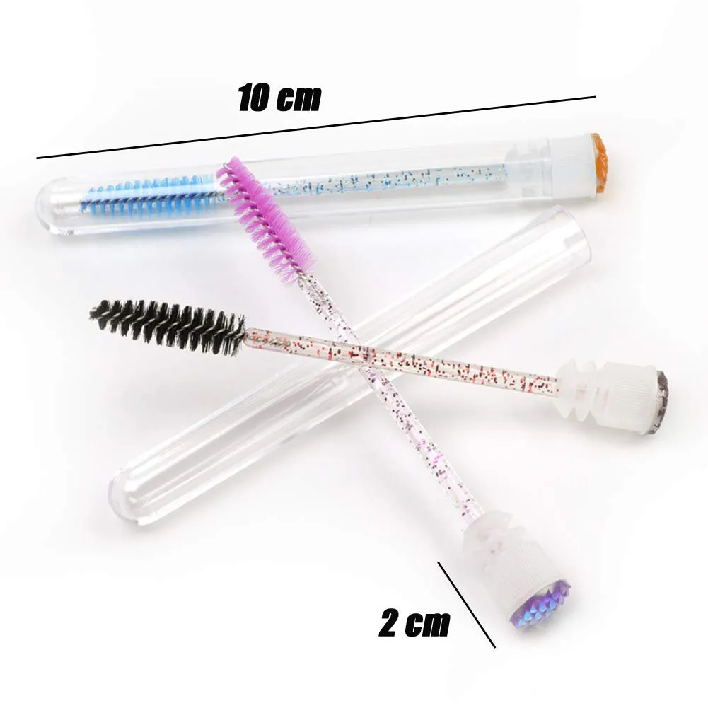 5 Pieces Multi-Color Crystal Disposable Rod Eyebrow Eyelash Brush with Tube Disposable Mascara Wands Set with Crystal Eyelash Brush Eyebrow Applicator Makeup Tool and Eyelash Tube (Random Color)