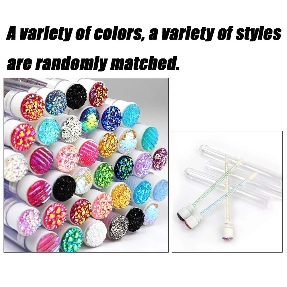 5 Pieces Multi-Color Crystal Disposable Rod Eyebrow Eyelash Brush with Tube Disposable Mascara Wands Set with Crystal Eyelash Brush Eyebrow Applicator Makeup Tool and Eyelash Tube (Random Color)
