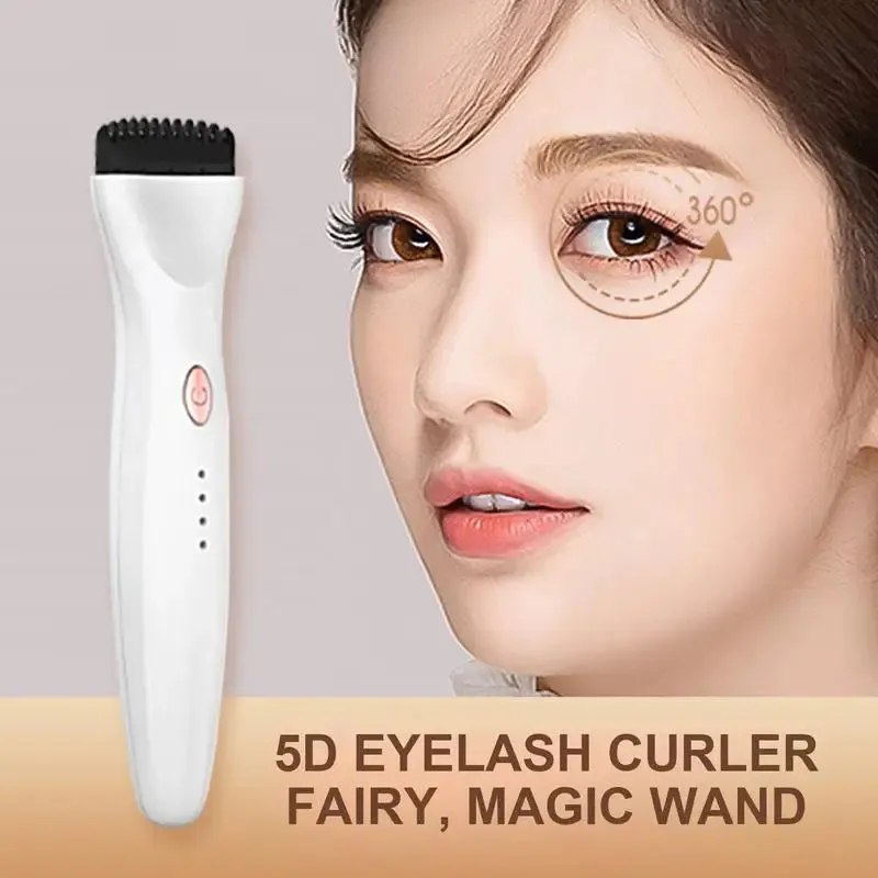 5D Heated Eyelash Curler Push-Type Eye Lash Curler with Indicator Comb Eyelash Curlers USB Rechargeable Lash Curling Makeup Tool