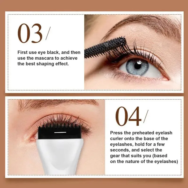 5D Heated Eyelash Curler Push-Type Eye Lash Curler with Indicator Comb Eyelash Curlers USB Rechargeable Lash Curling Makeup Tool