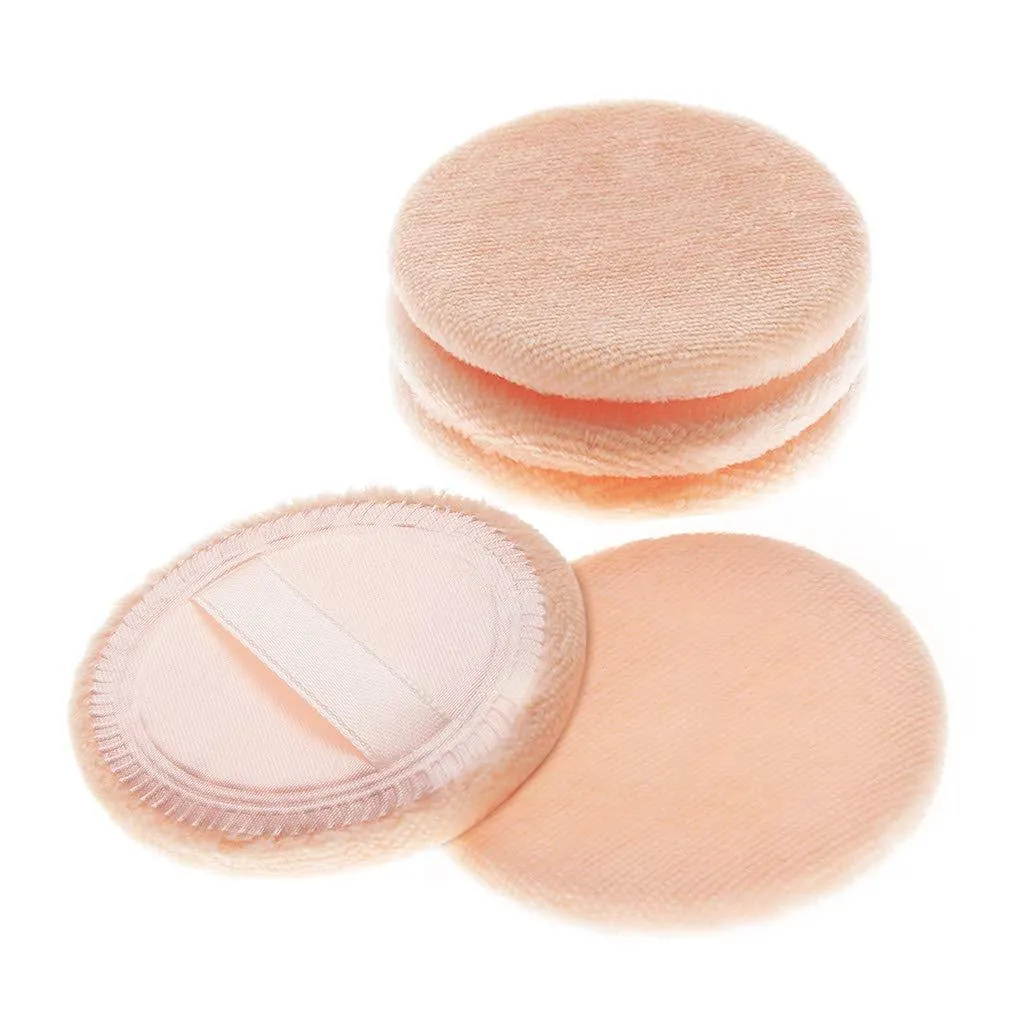5x Powder Puff, Applicator Cotton Round Makeup Powder Sponge, Air Cushion Puff with Ribbon, Face Powder Puffs for Loose and Foundation,3.15 inch (Orange) Orange