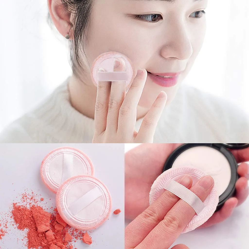 5x Powder Puff, Applicator Cotton Round Makeup Powder Sponge, Air Cushion Puff with Ribbon, Face Powder Puffs for Loose and Foundation,3.15 inch (Orange) Orange