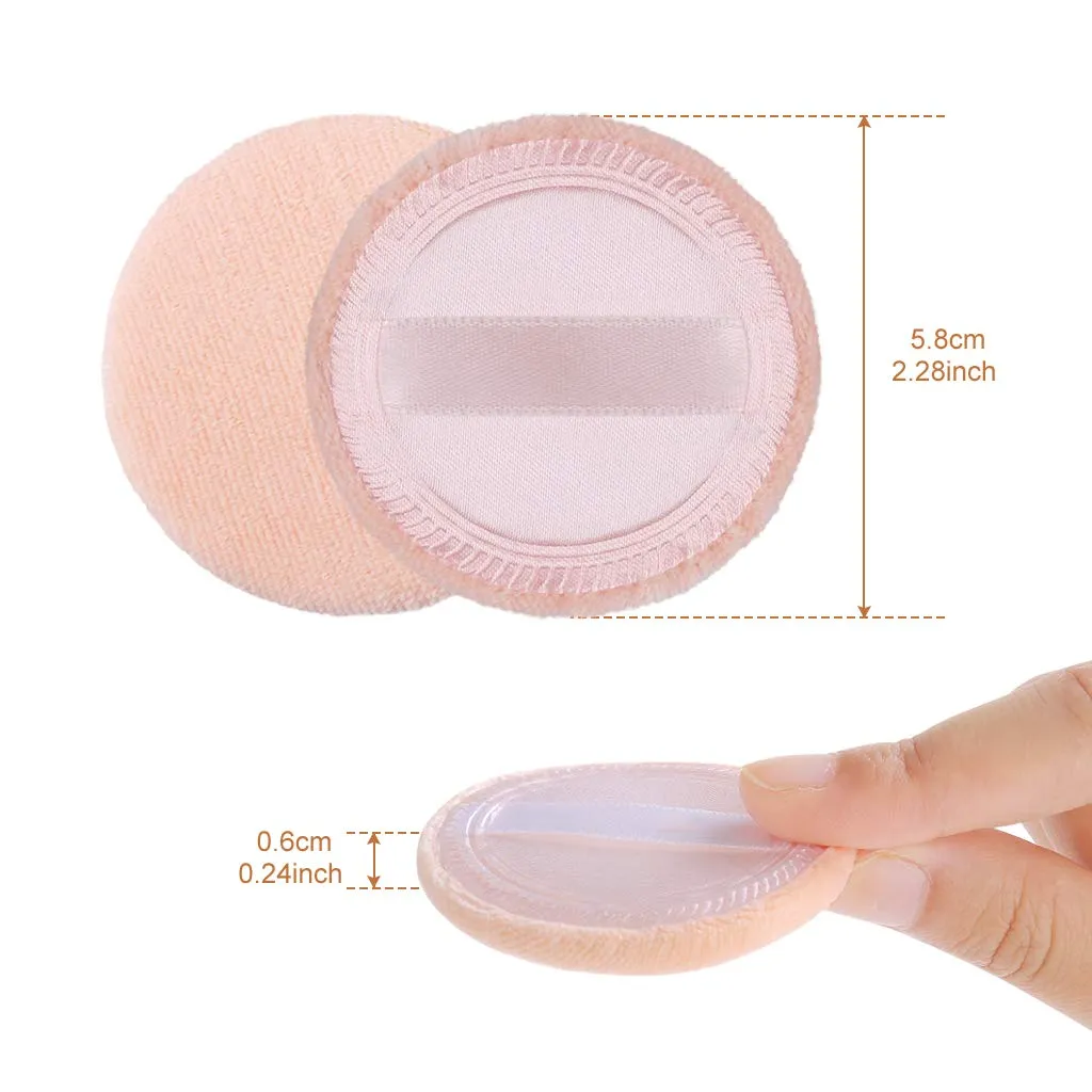 5x Powder Puff, Applicator Cotton Round Makeup Powder Sponge, Air Cushion Puff with Ribbon, Face Powder Puffs for Loose and Foundation,3.15 inch (Orange) Orange