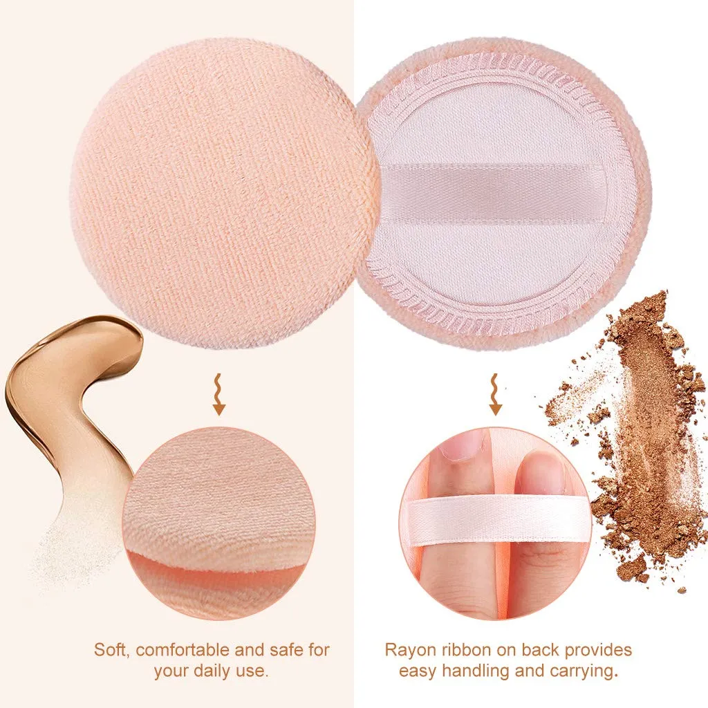 5x Powder Puff, Applicator Cotton Round Makeup Powder Sponge, Air Cushion Puff with Ribbon, Face Powder Puffs for Loose and Foundation,3.15 inch (Orange) Orange