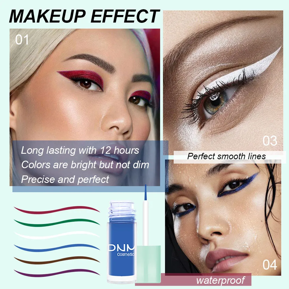 6 Colors Matte Liquid Eyeliner Colorful Set,Black Blue White Green Red Pink Colored Liquid Eyeliner Pen Kit Eye Liners for Women Waterproof Smudgeproof Long Lasting Rainbow Eyeliner Pencils