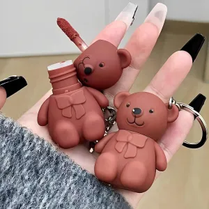 6pcs Korean Bear Keychain Matte Lipgloss