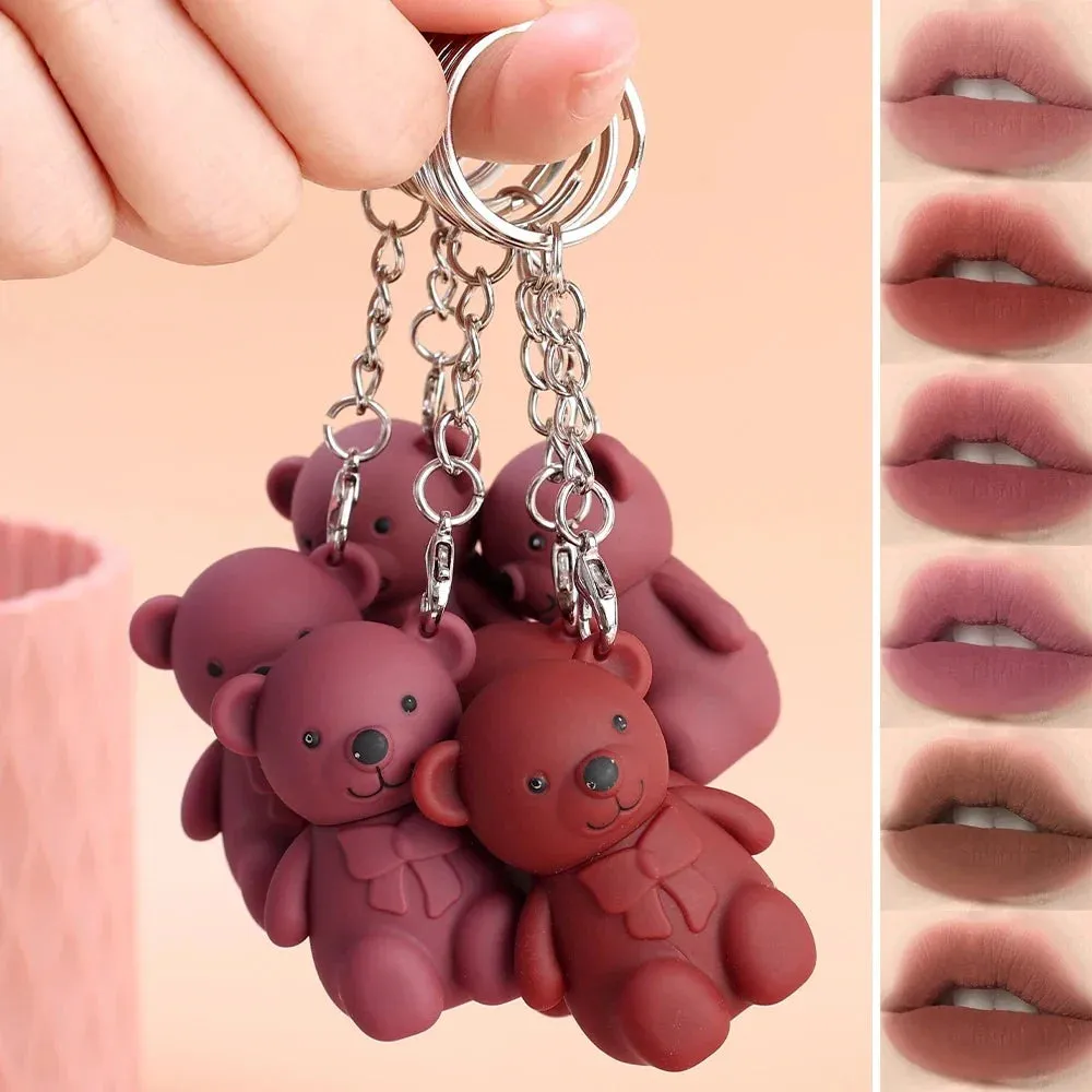 6pcs Korean Bear Keychain Matte Lipgloss