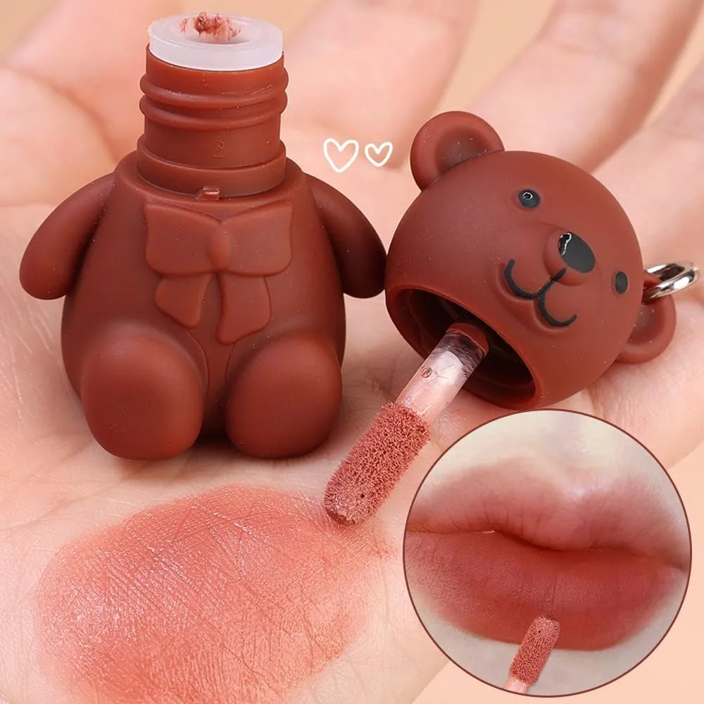 6pcs Korean Bear Keychain Matte Lipgloss