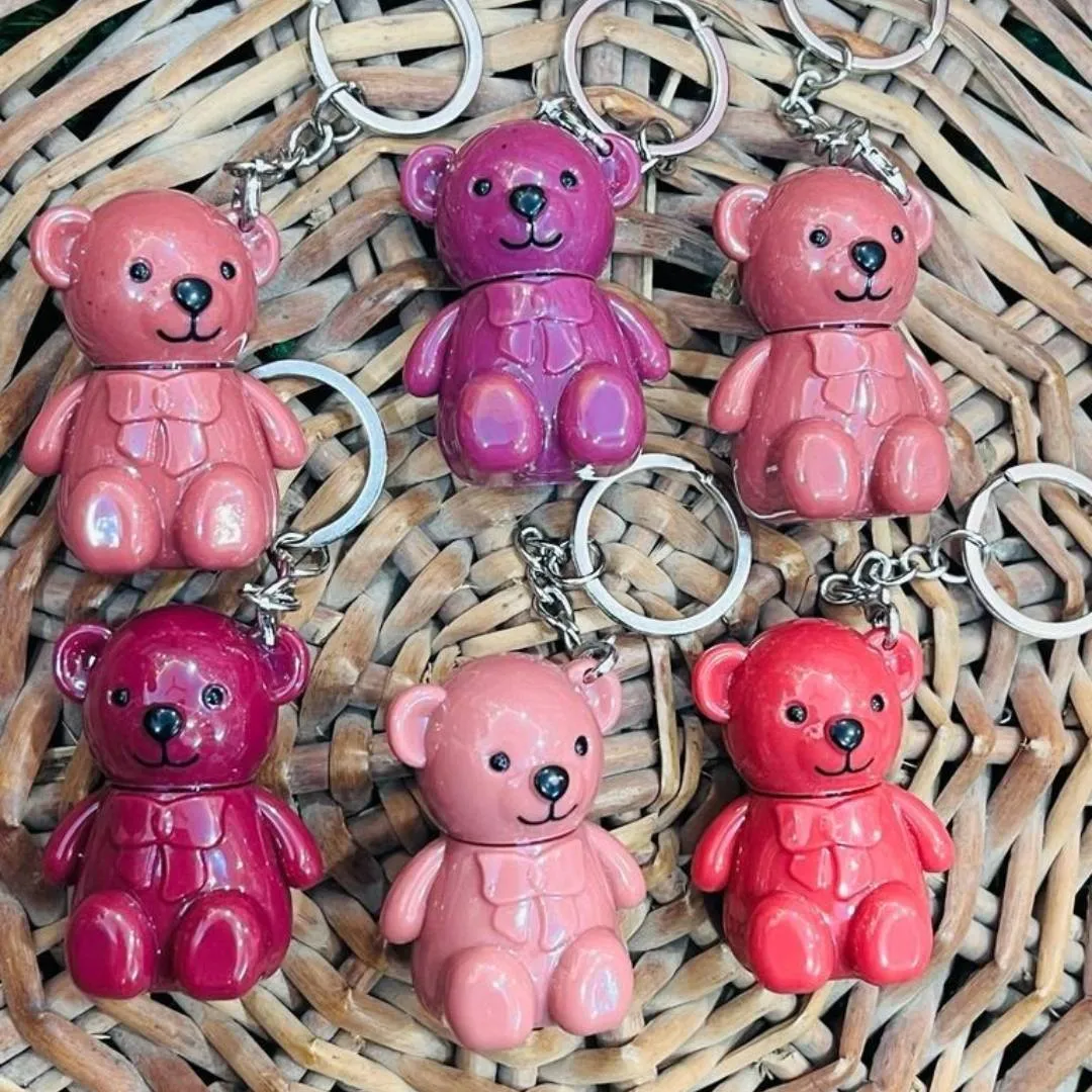 6pcs Korean Bear Keychain Matte Lipgloss
