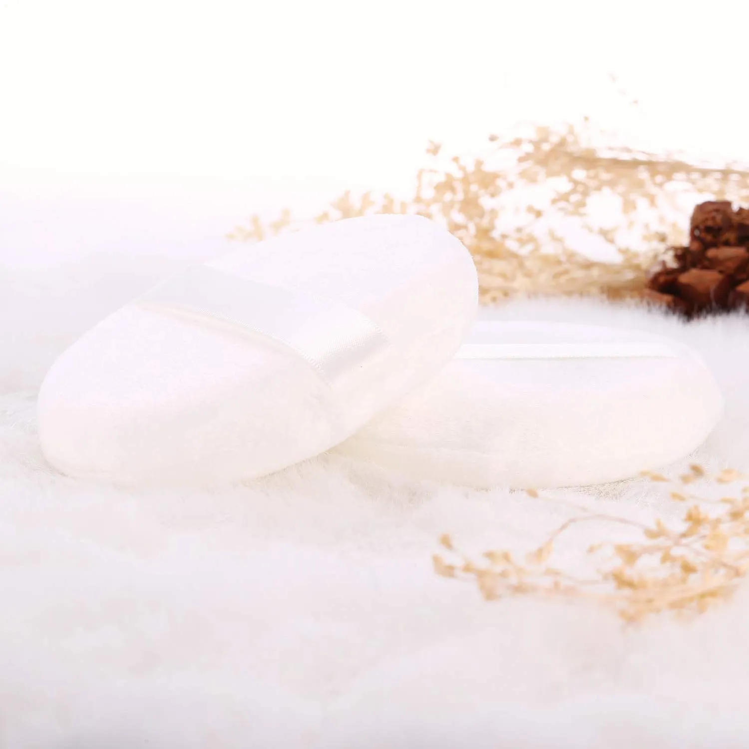 6pcs Powder Puff for Body Powder, Ultra Soft Large Velour Body Loose Powder Puff, 4.13 inch, White, Round
