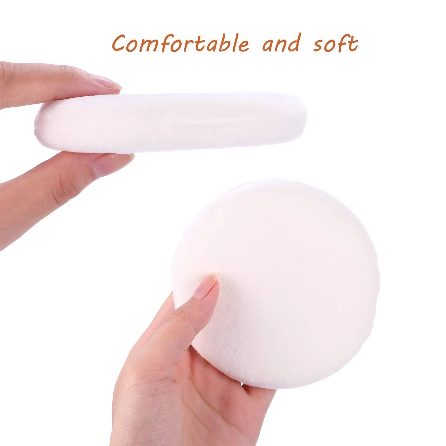 6pcs Powder Puff for Body Powder, Ultra Soft Large Velour Body Loose Powder Puff, 4.13 inch, White, Round