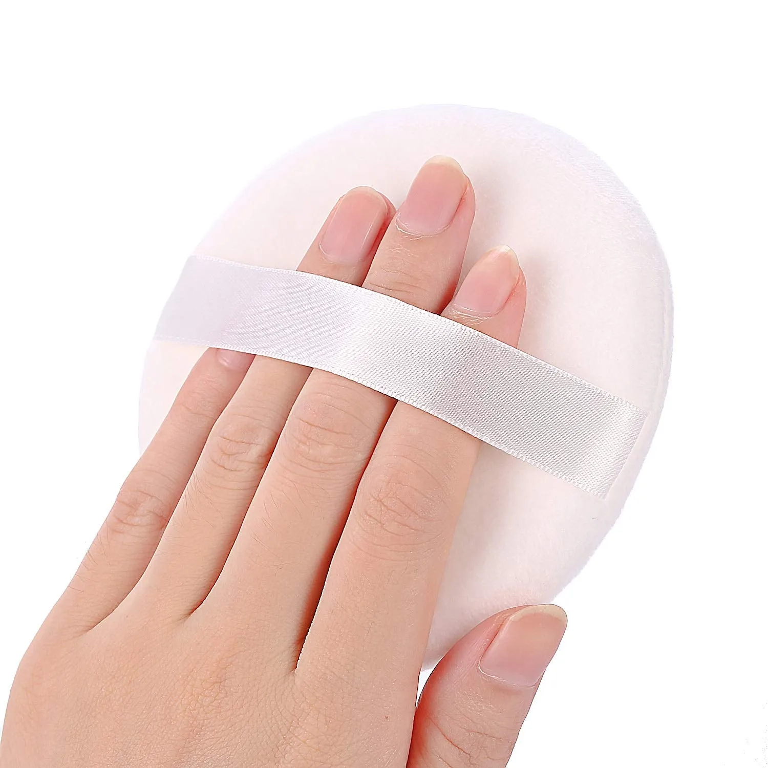 6pcs Powder Puff for Body Powder, Ultra Soft Large Velour Body Loose Powder Puff, 4.13 inch, White, Round
