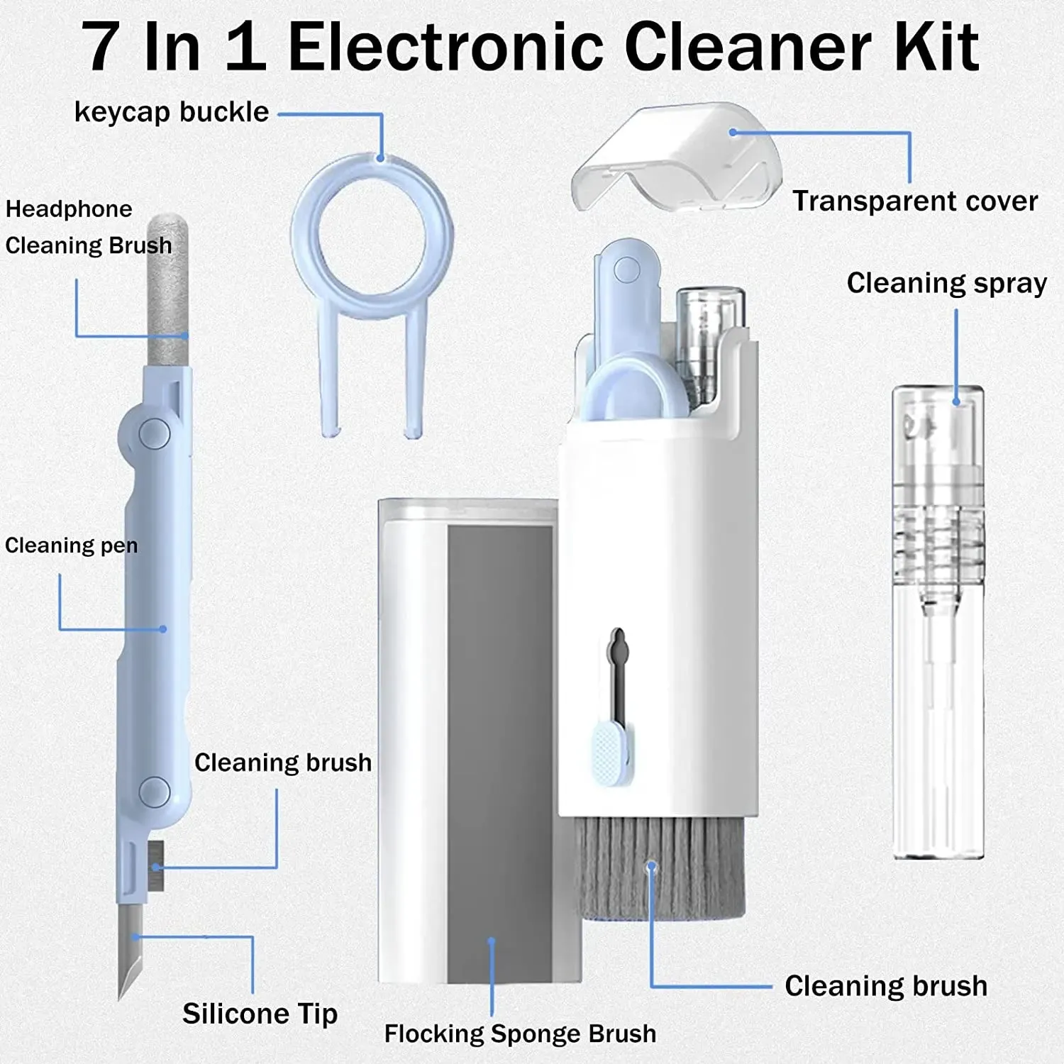 7-in-1 Computer Cleaning Kit - Keyboard Cleaner Earphone Pen, iPhone Tools