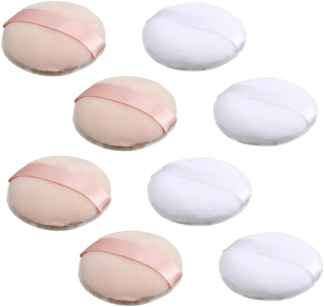 8pcs Skin-Friendly Loose Powder Puff Soft Makeup Applicator for Natural Finish Lightweight and Comfortable Rounds for Travel and Everyday Use