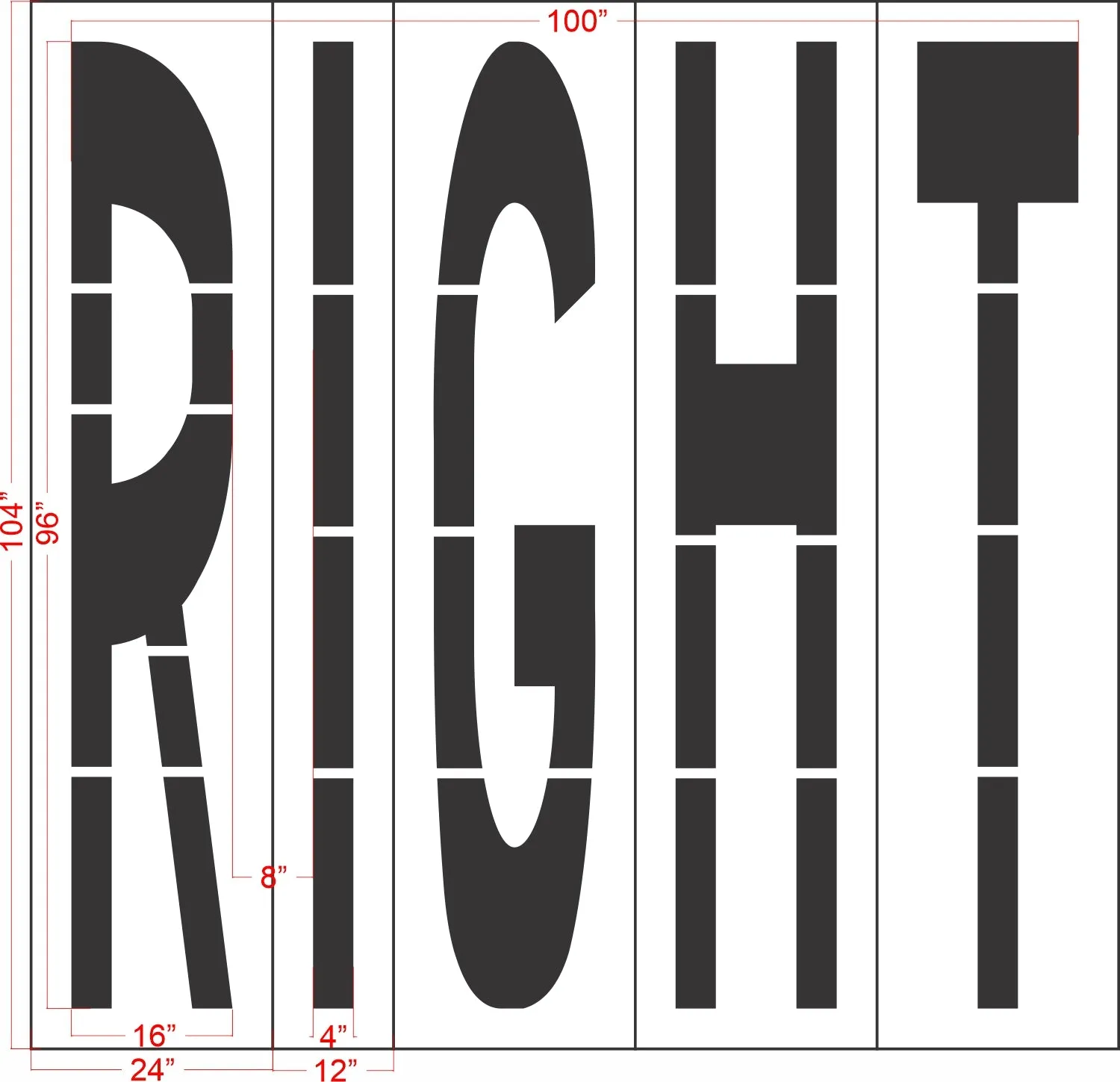 96" Virginia DOT RIGHT Stencil