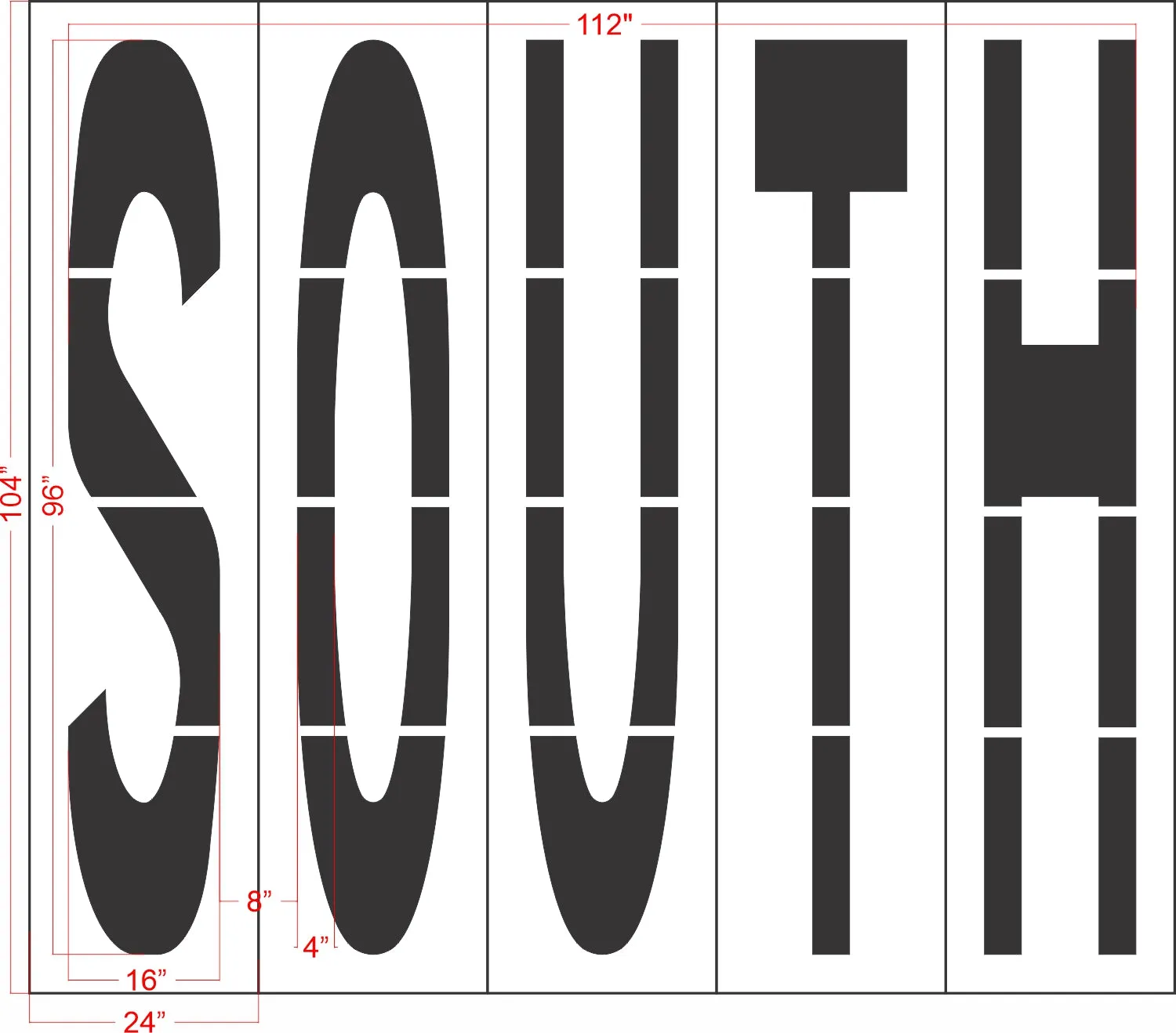 96" Virginia DOT SOUTH Stencil