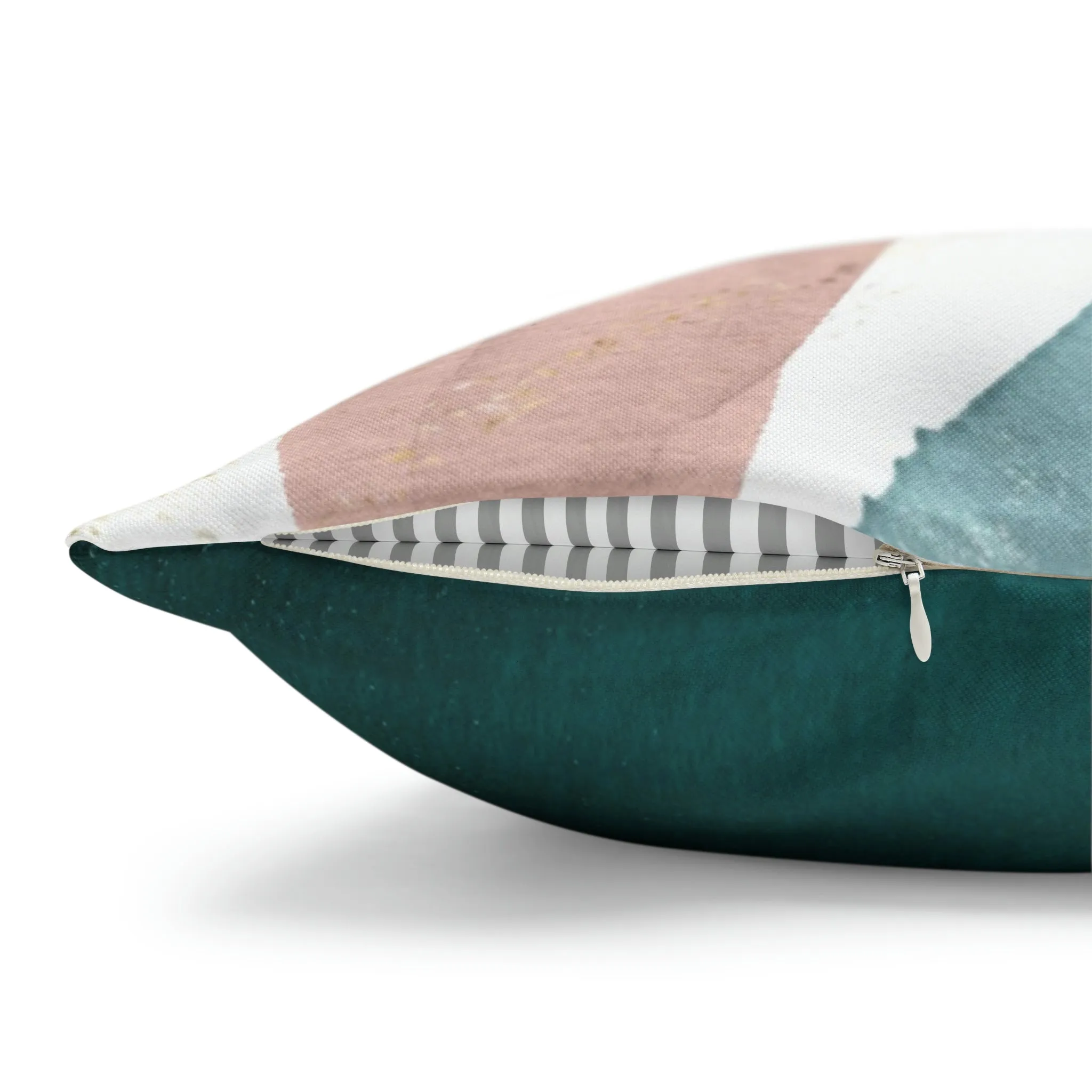 Abstract Boho Pillow Cover | Green Pink Cream