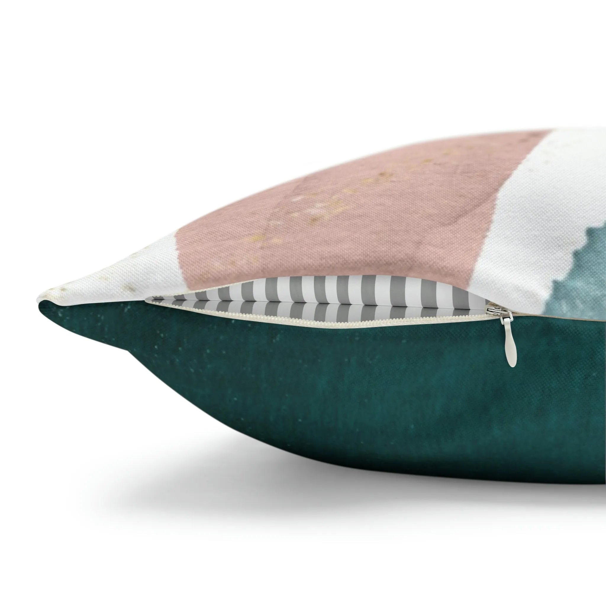 Abstract Boho Pillow Cover | Green Pink Cream