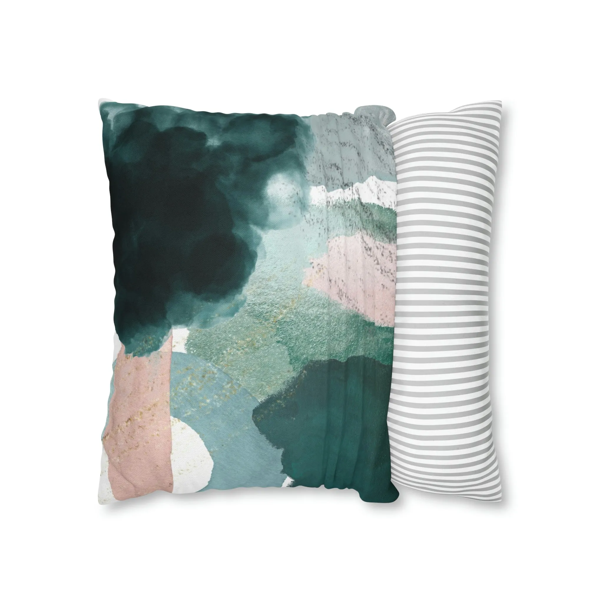 Abstract Boho Pillow Cover | Green Pink Cream
