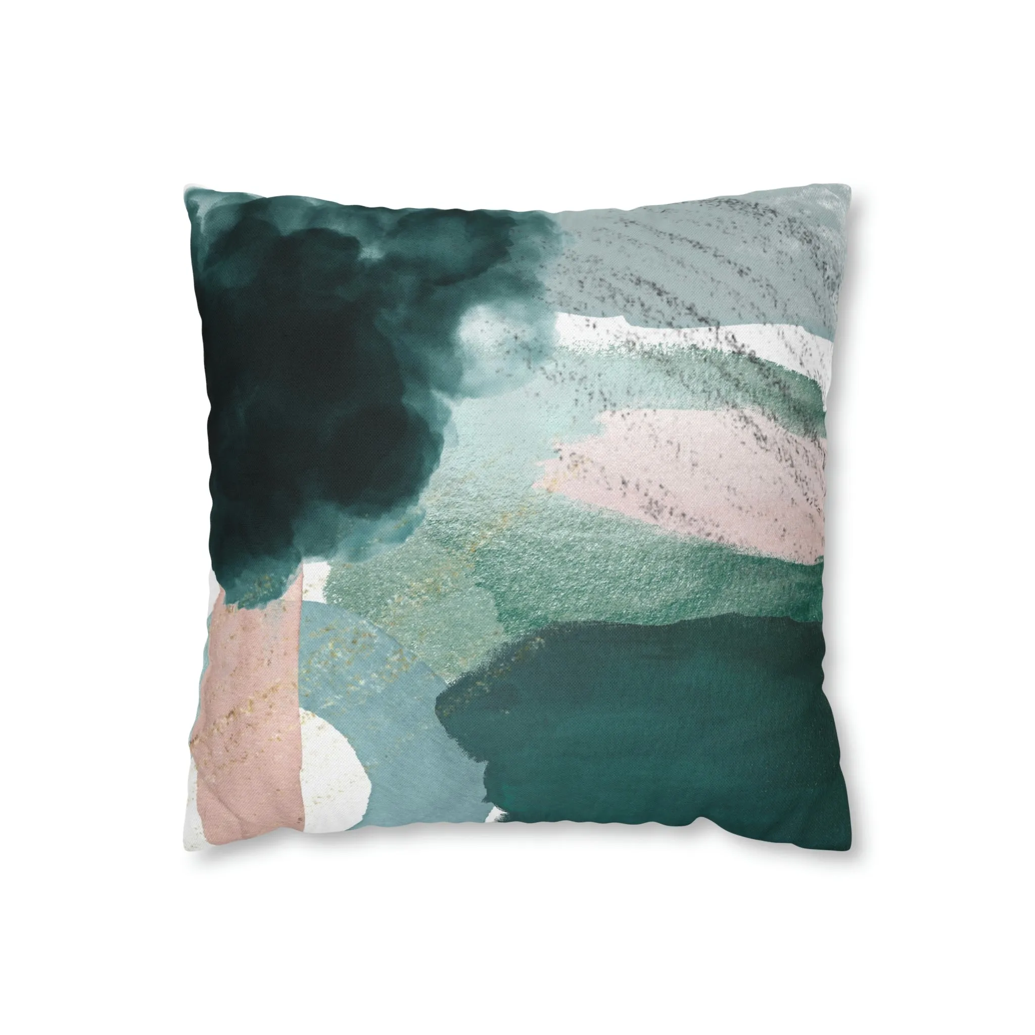 Abstract Boho Pillow Cover | Green Pink Cream