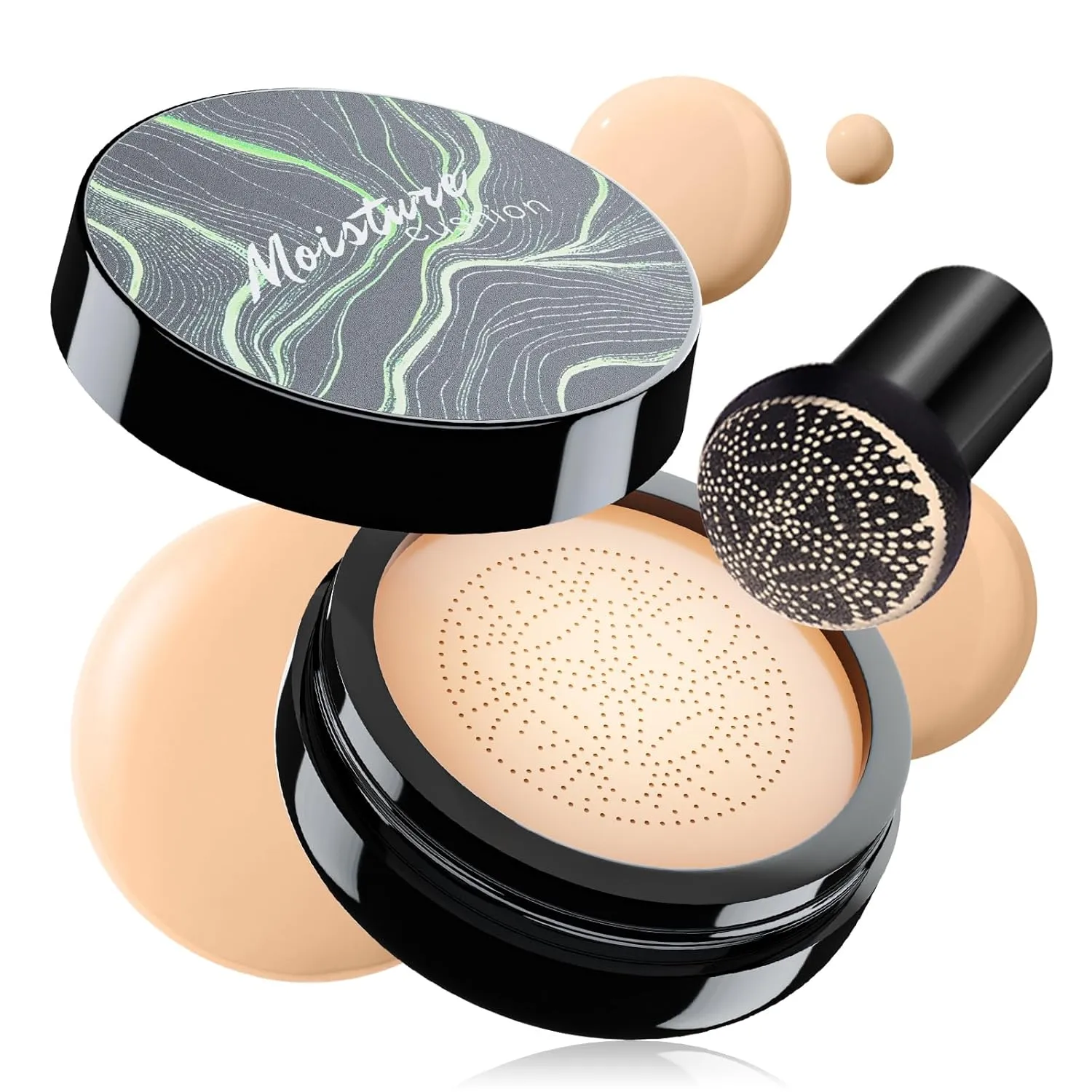 Air Cushion CC Cream - Moisturizing BB Cream Foundation, Long-Lasting Waterproof New Mushroom Head Cushion Foundation Concealer for Even Skin Tone (Natural, 1 PCS)