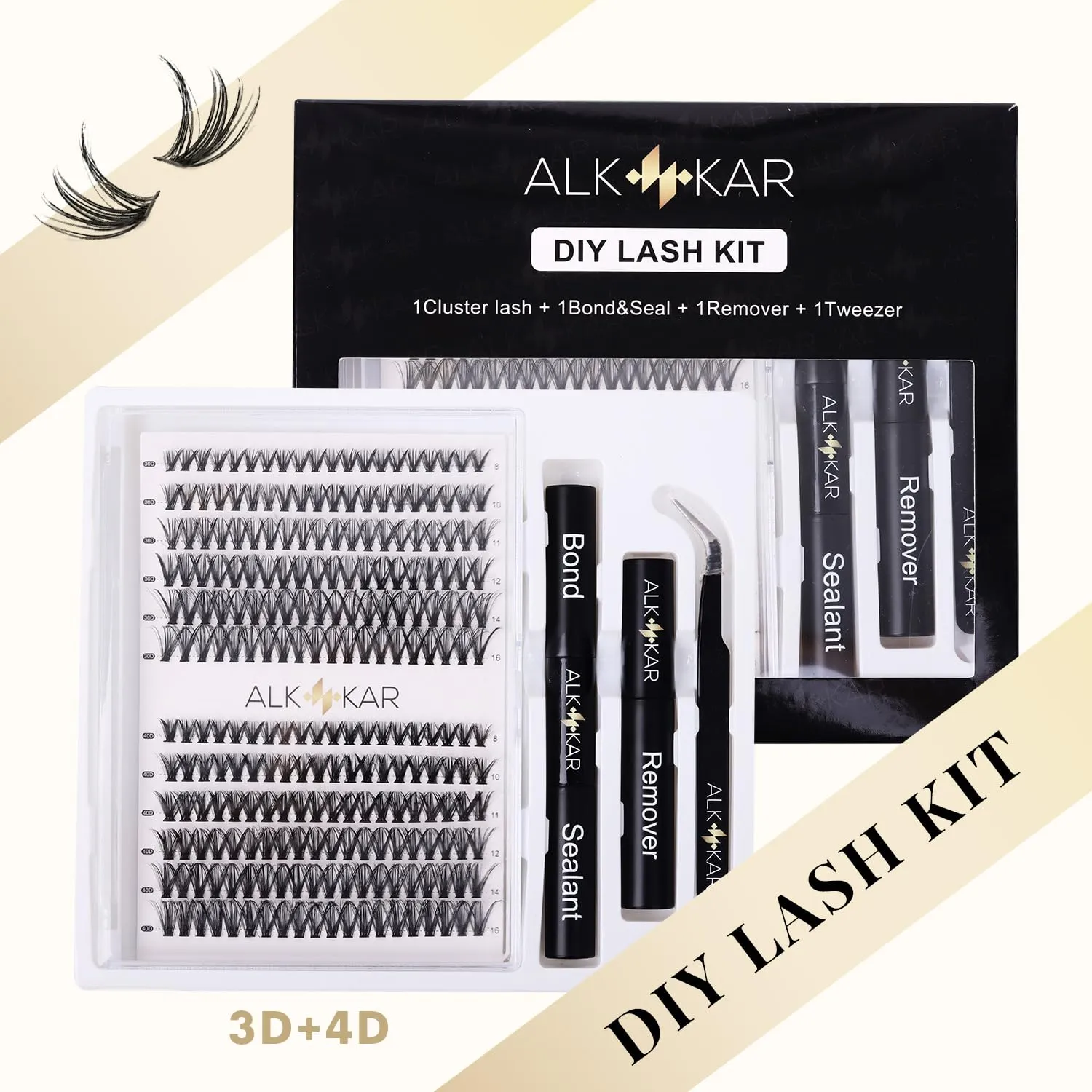 ALKKAR DIY Eyelashes kit Bond Sealant Tweezers Remover