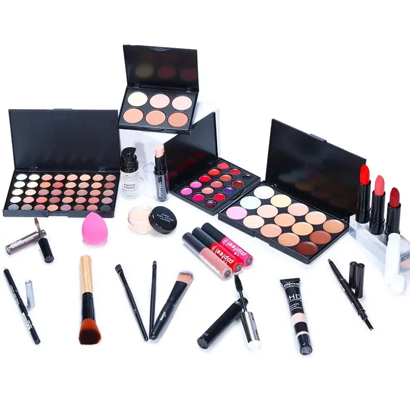 All in One Complete Makeup Set Lip, Eye & Face Makeup in Long-lasting Paste Form, Warm Brown Tone Gift for Women & Girls