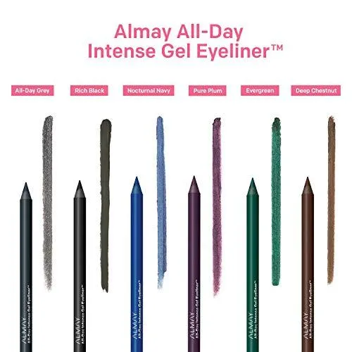 Almay All-Day Intense Gel Eyeliner, Longlasting, Waterproof, Fade-Proof Creamy High-Performing Easy-to-Sharpen Liner Pencil, 150 Evergreen, 0.028 oz.