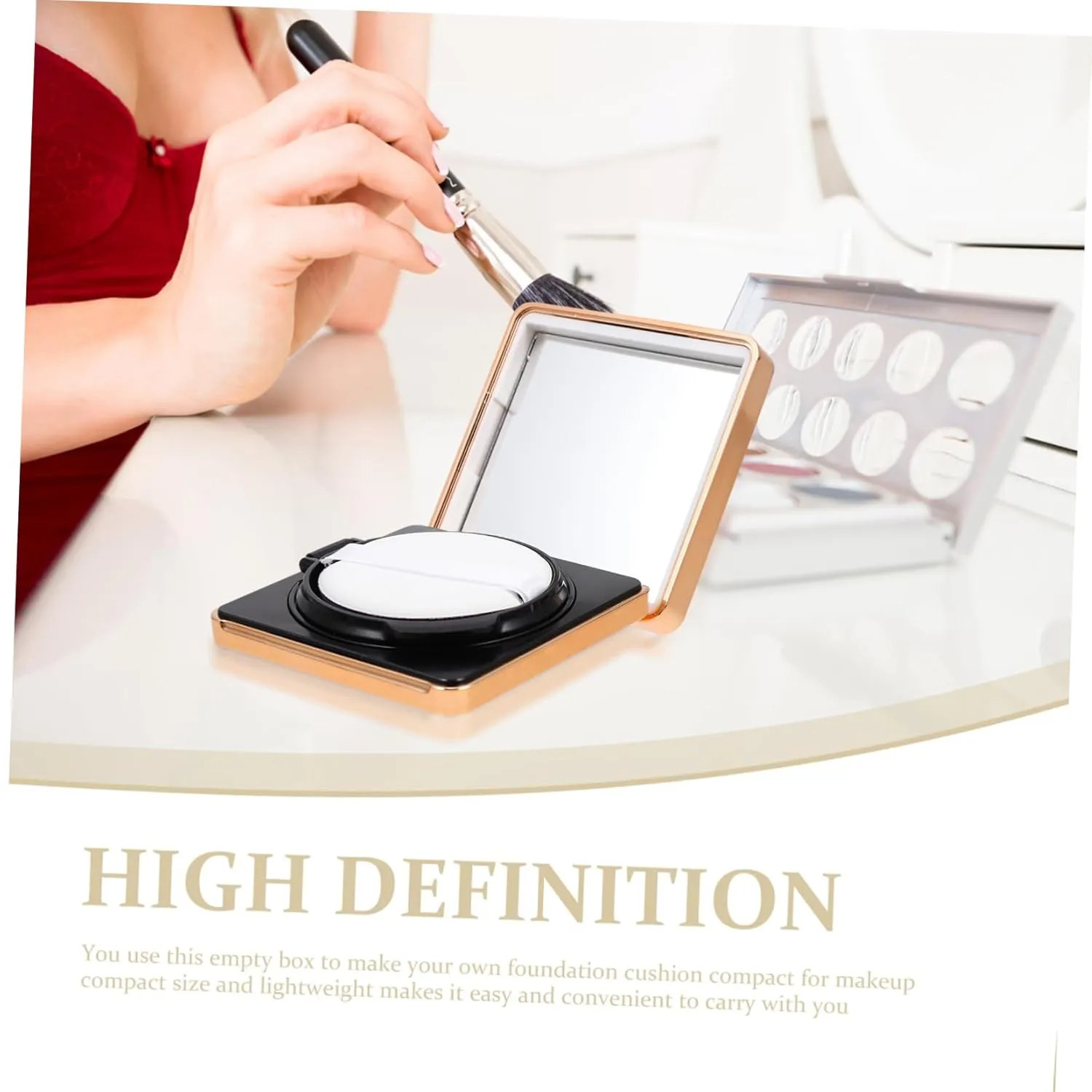 Angoily 3pcs Empty Powder Puff Box Container Elegant Liquid Foundation Holder Makeup Mirror Design for Travel Home Use for Beauty Applications