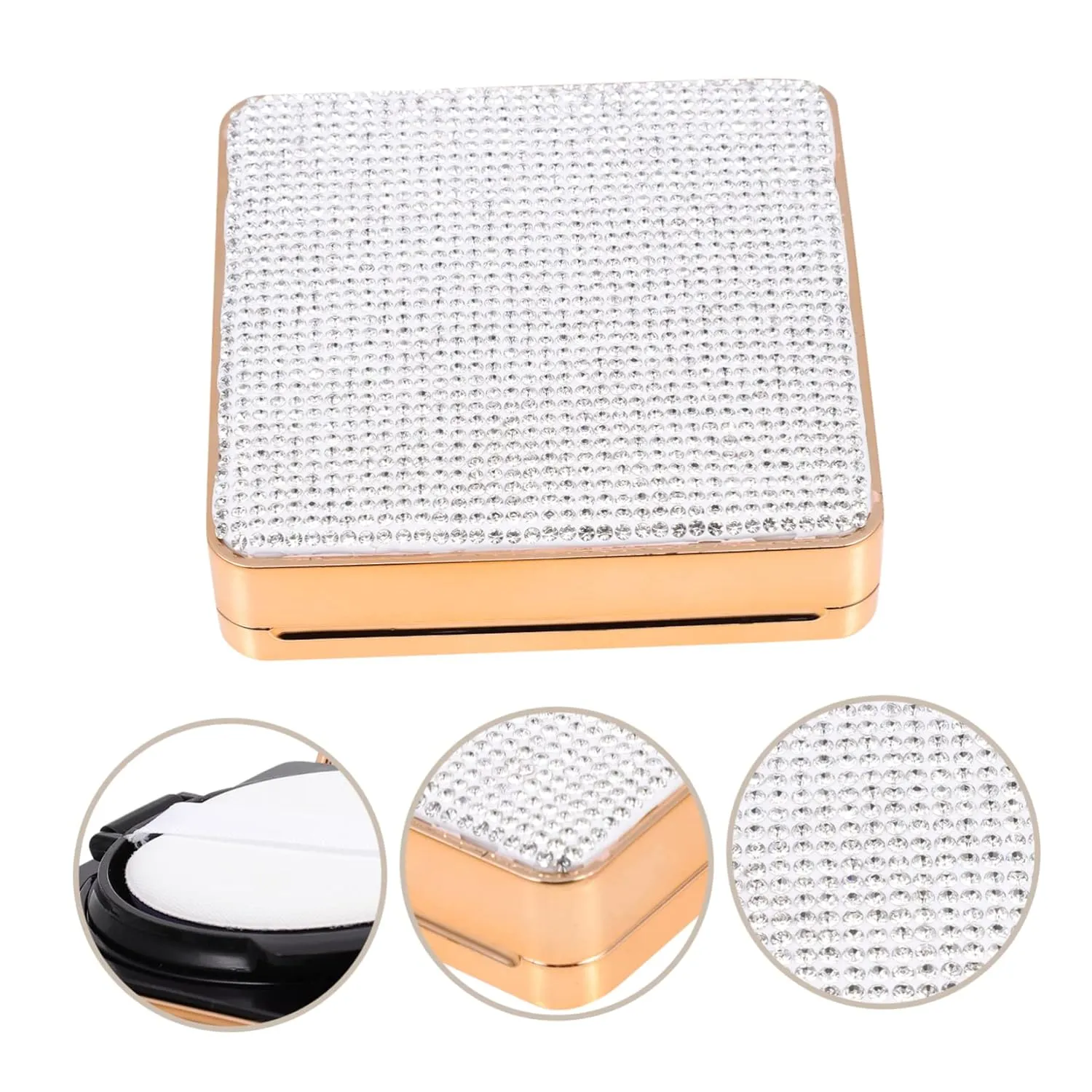 Angoily 3pcs Empty Powder Puff Box Container Elegant Liquid Foundation Holder Makeup Mirror Design for Travel Home Use for Beauty Applications
