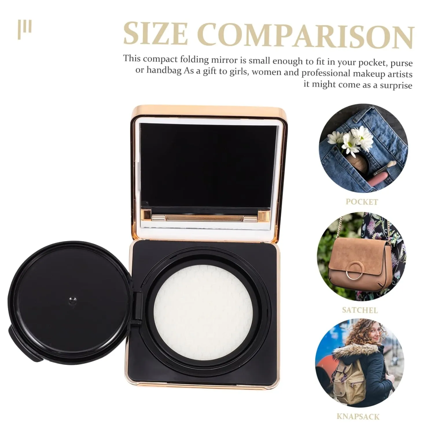 Angoily 3pcs Empty Powder Puff Box Container Elegant Liquid Foundation Holder Makeup Mirror Design for Travel Home Use for Beauty Applications