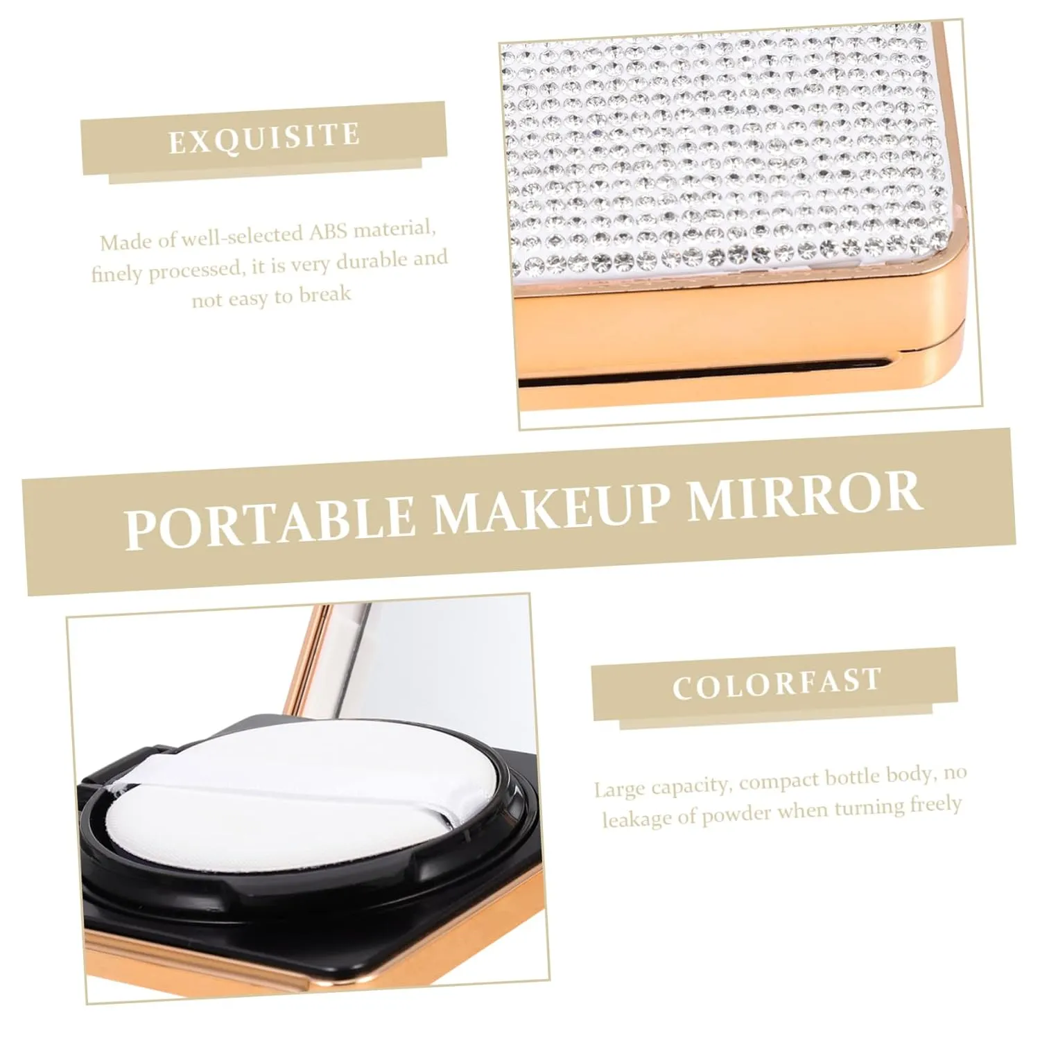 Angoily 3pcs Empty Powder Puff Box Container Elegant Liquid Foundation Holder Makeup Mirror Design for Travel Home Use for Beauty Applications