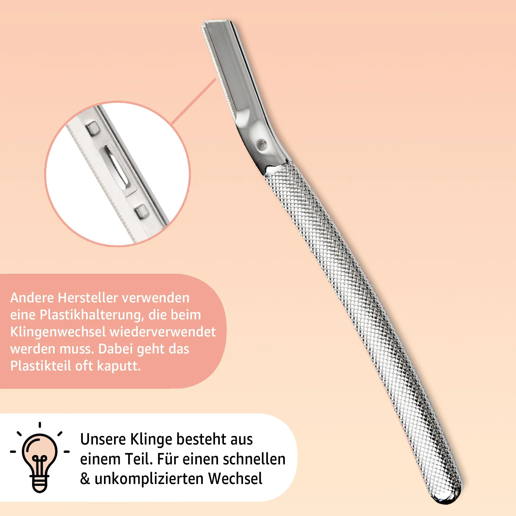 ANYMALE® Dermaplaning razor with 5 interchangeable blades and blade protection | Metal Eyebrow Razor | Facial razor for downy hair | Facial hair remover for men and women | Silver 3. Silver