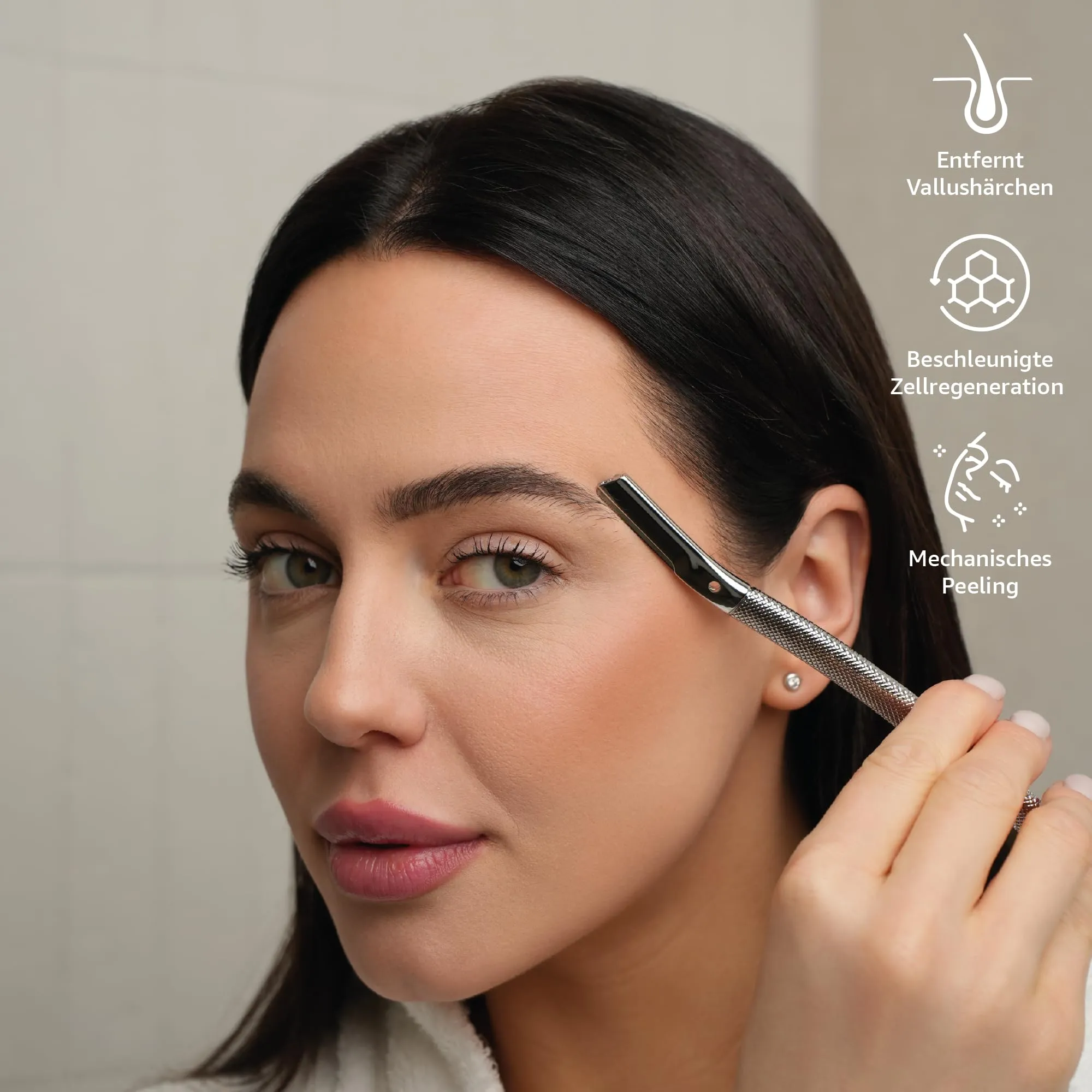 ANYMALE® Dermaplaning razor with 5 interchangeable blades and blade protection | Metal Eyebrow Razor | Facial razor for downy hair | Facial hair remover for men and women | Silver 3. Silver