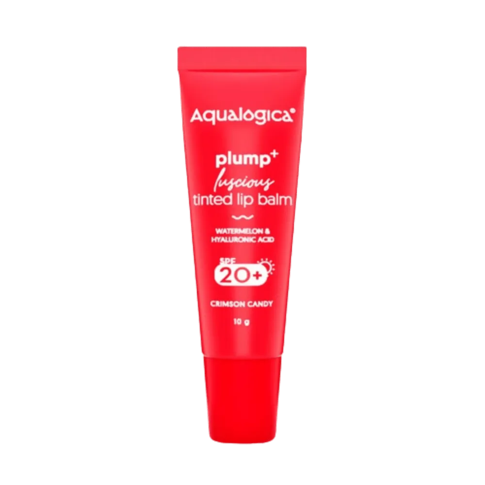 Aqualogica Crimson Candy Plump  Luscious Tinted Lip Balm with Watermelon and Hyaluronic Acid, SPF 20 