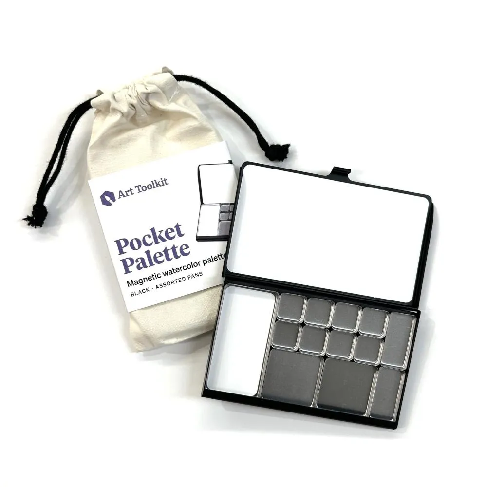 Art Toolkit Watercolour Palette - Pocket Assorted Pan, Black