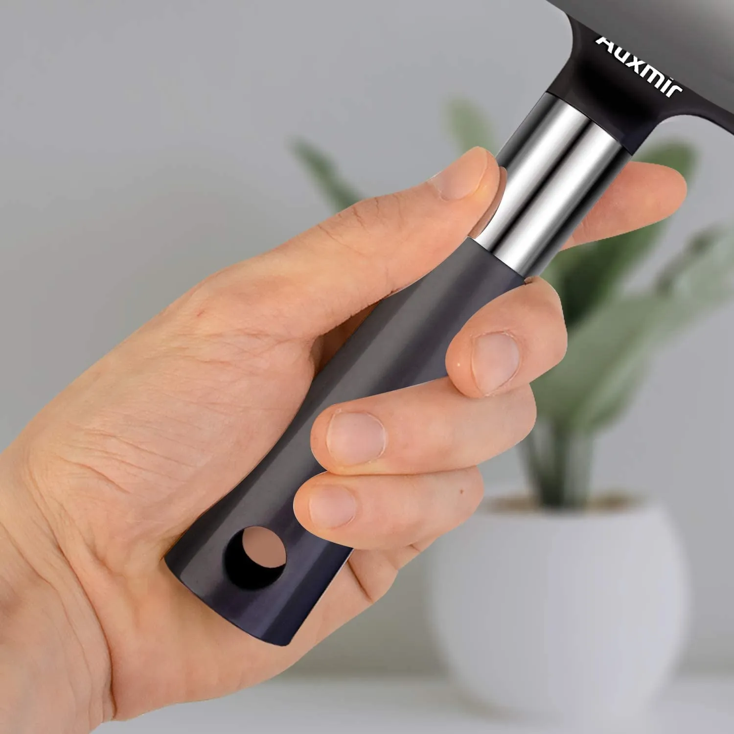 Auxmir Hand Mirror, Handheld Mirror with Handle for Makeup, Shaving, Facial Care, Black