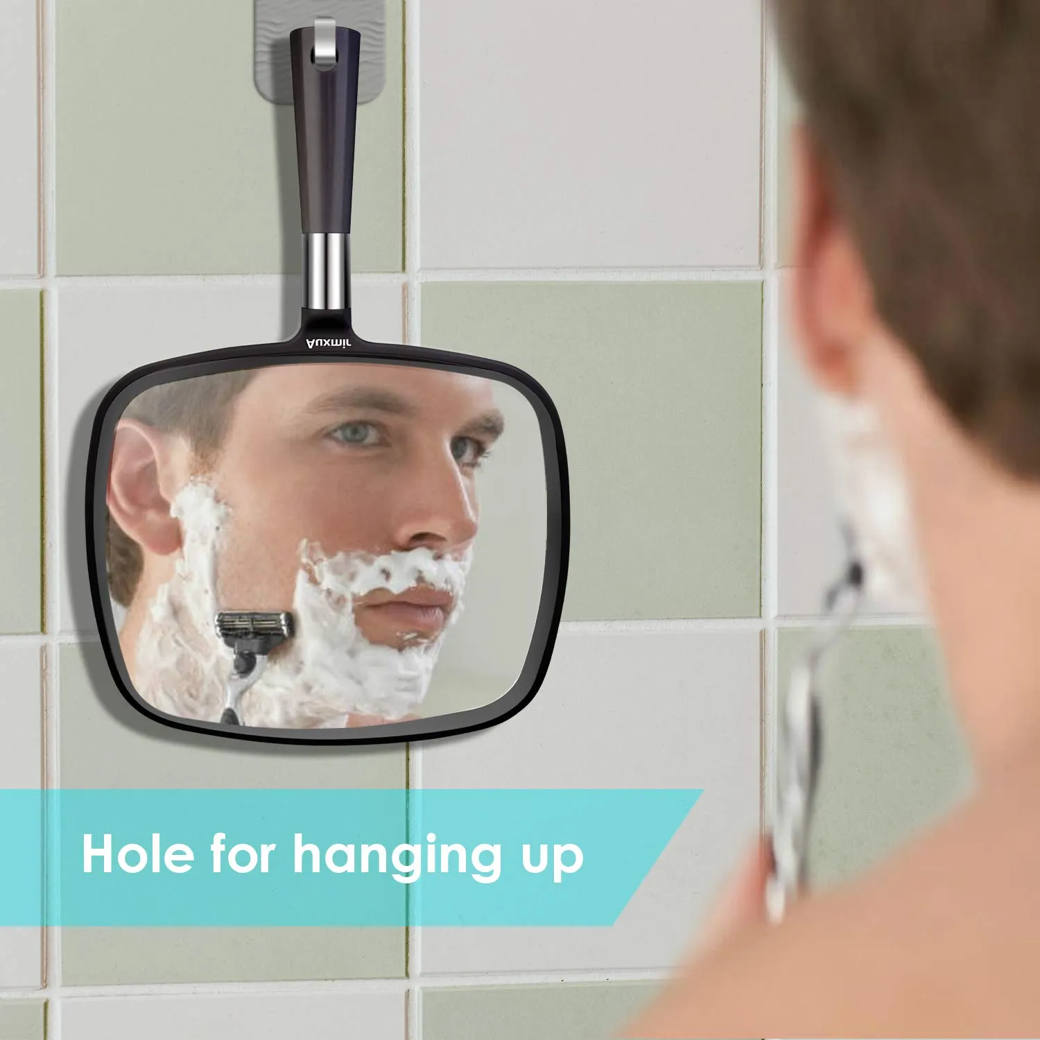 Auxmir Hand Mirror, Handheld Mirror with Handle for Makeup, Shaving, Facial Care, Black