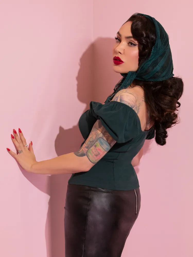 BACKLOT NON DAMAGED - Powder Puff Top in Hunter Green - Vixen by Micheline Pitt