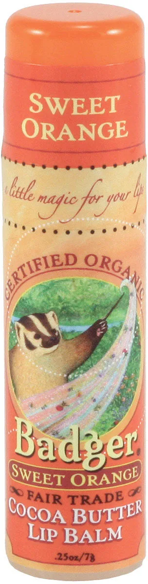 Badger Badger Sweet Orange Cocoa Lip Balm with Cocoa Butter - Nourishing Lip Care