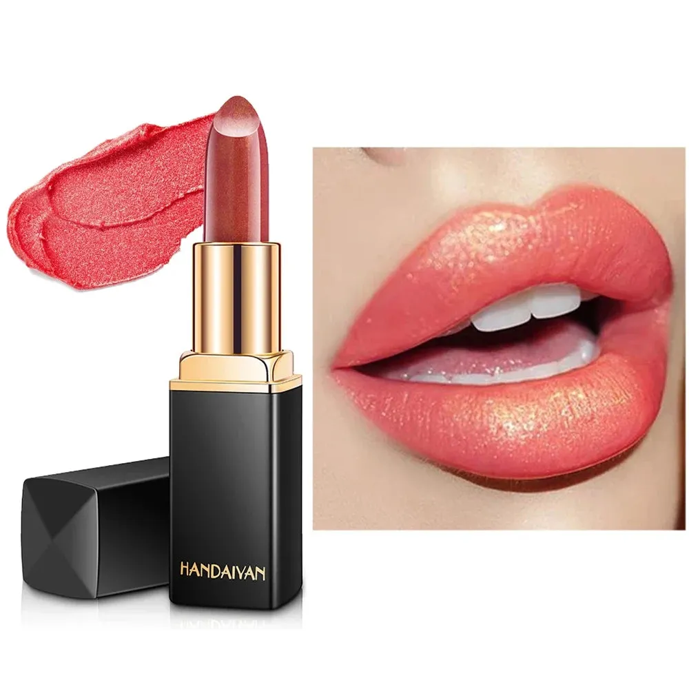 Beautiful Shiny Pearl Moisturizing Lipstick Black Tube Gold Rich Color Long Lasting Many Colors to Choose From