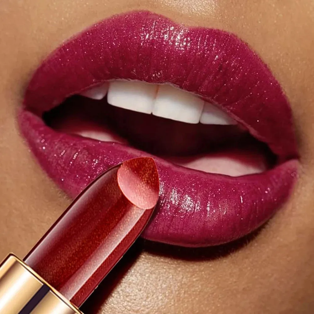 Beautiful Shiny Pearl Moisturizing Lipstick Black Tube Gold Rich Color Long Lasting Many Colors to Choose From
