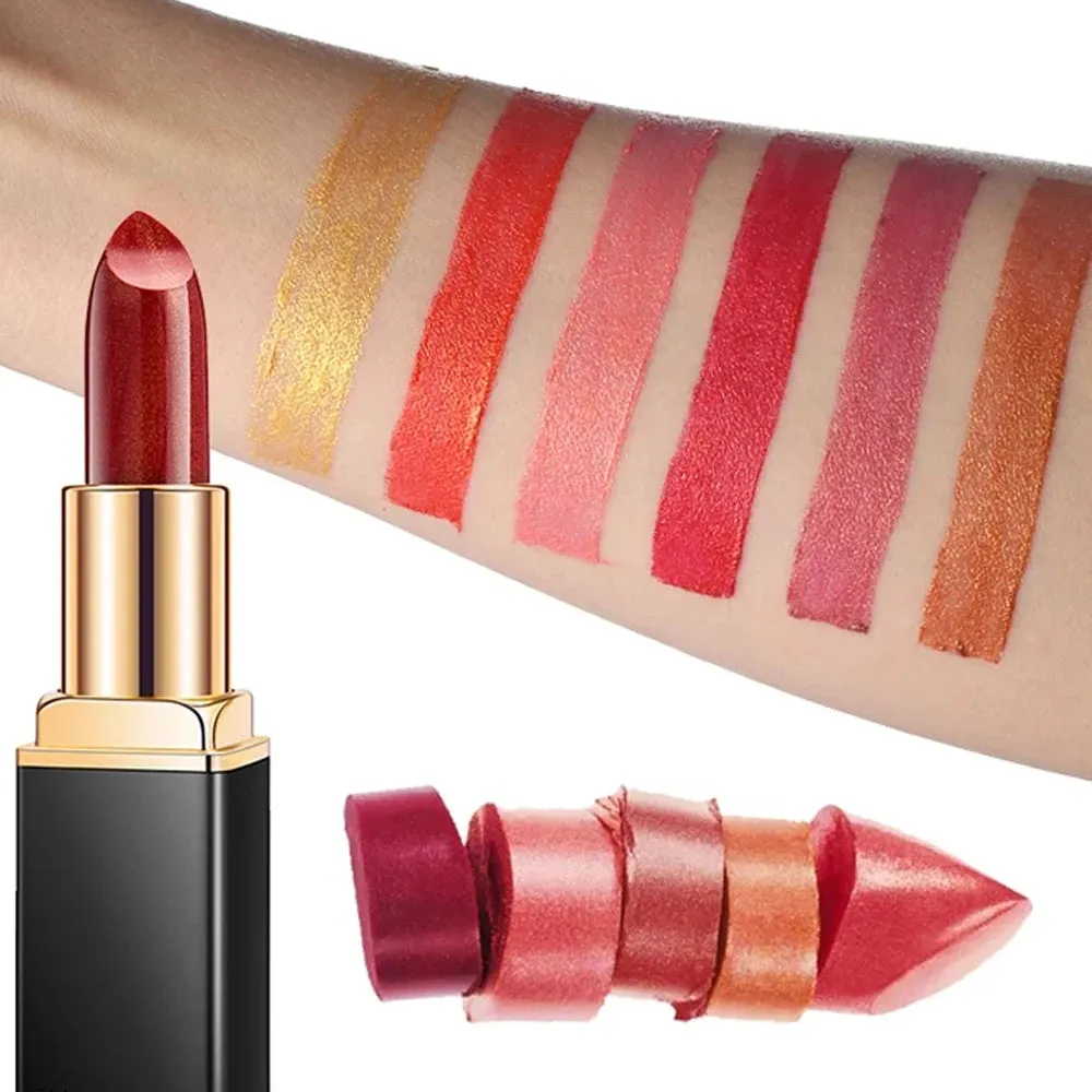 Beautiful Shiny Pearl Moisturizing Lipstick Black Tube Gold Rich Color Long Lasting Many Colors to Choose From