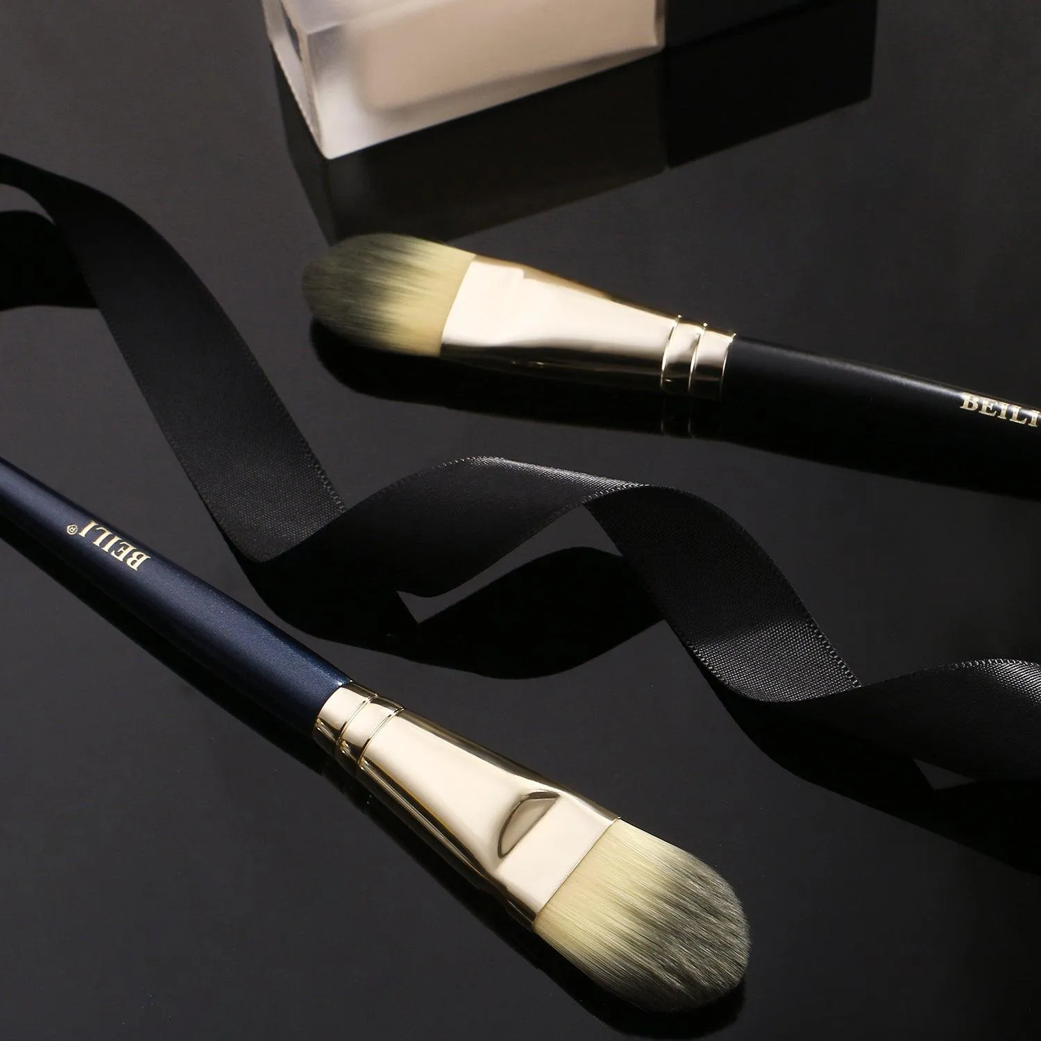 BEILI 2Pcs Make Up Brush Premium Flat Foundation Brush, Mask Brush, Concealer Brush, FD02