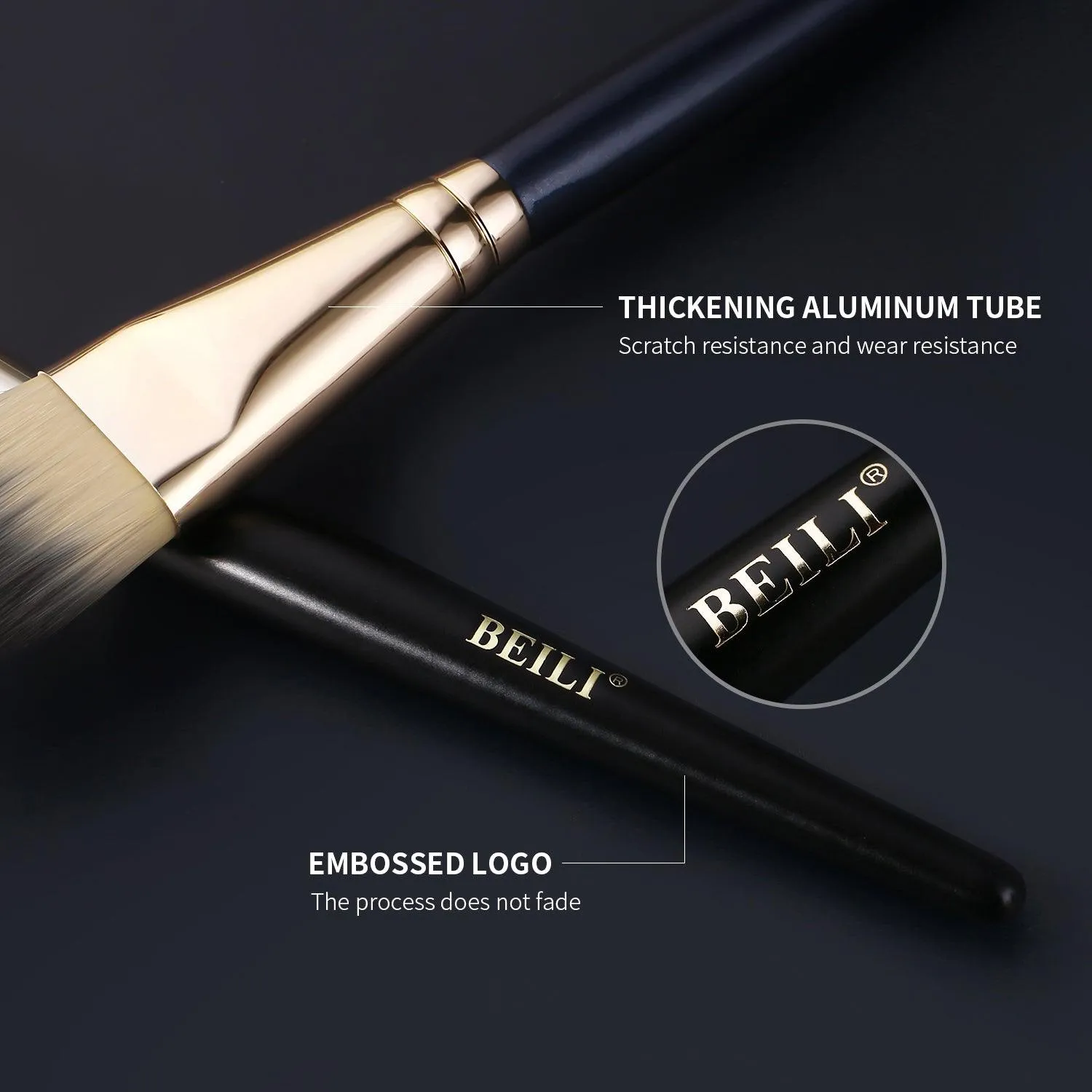 BEILI 2Pcs Make Up Brush Premium Flat Foundation Brush, Mask Brush, Concealer Brush, FD02