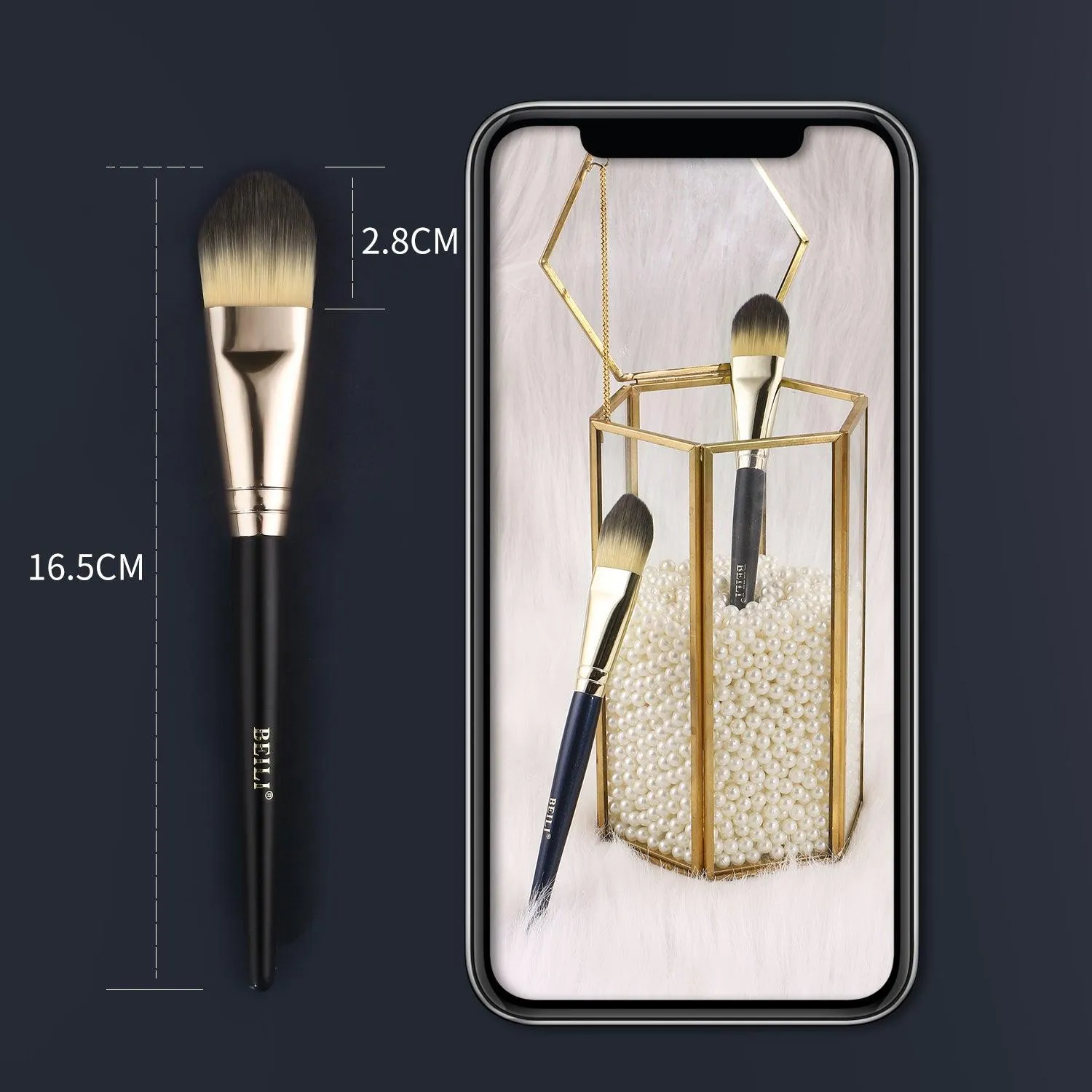 BEILI 2Pcs Make Up Brush Premium Flat Foundation Brush, Mask Brush, Concealer Brush, FD02