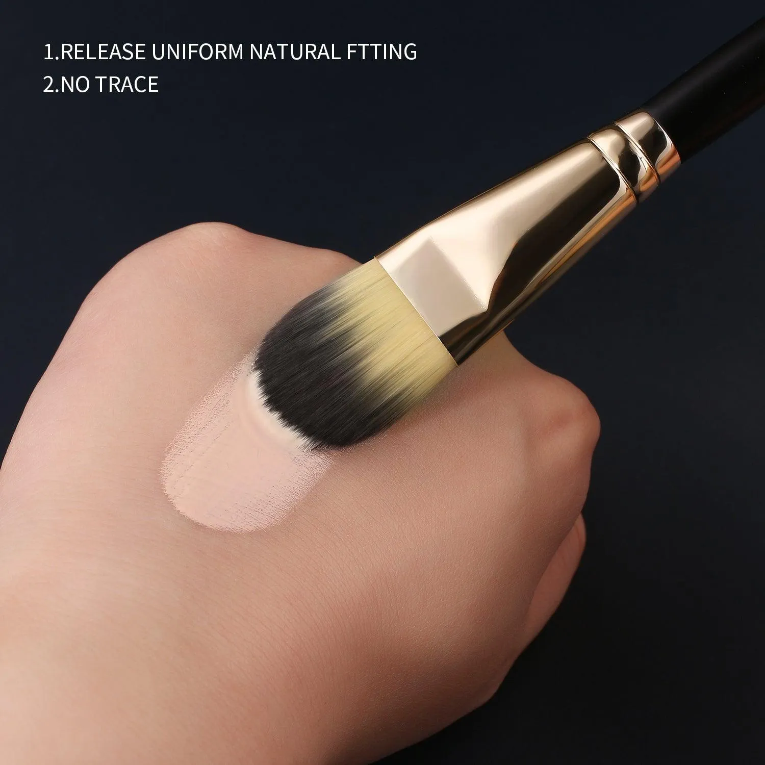 BEILI 2Pcs Make Up Brush Premium Flat Foundation Brush, Mask Brush, Concealer Brush, FD02
