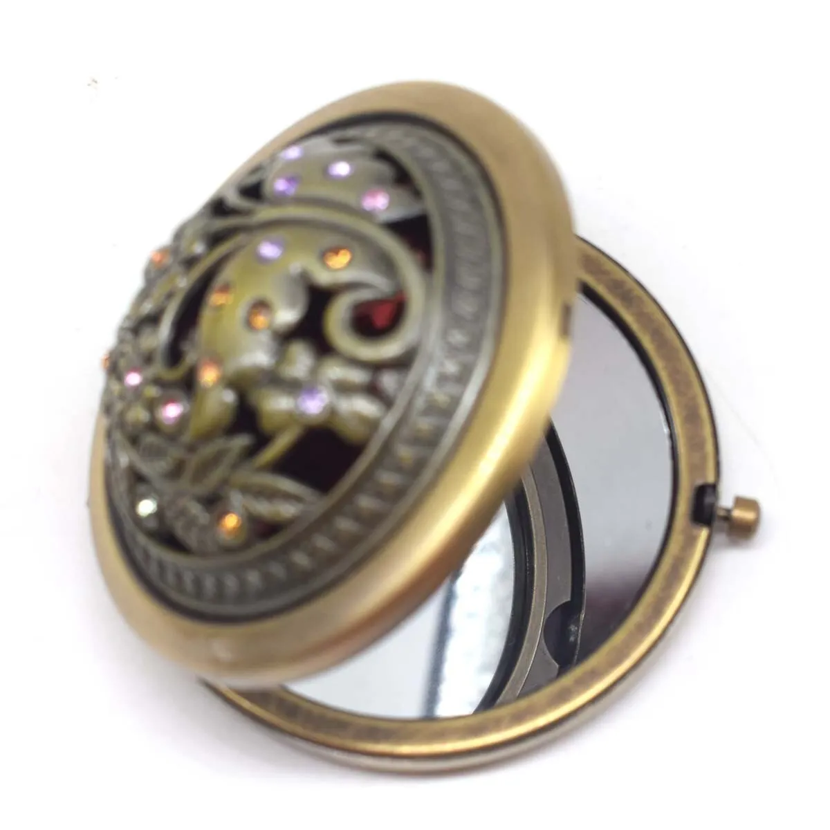 Bessie - Dark Academia Bronze Color Flower Portable Pocket Mirror