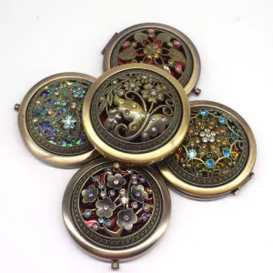 Bessie - Dark Academia Bronze Color Flower Portable Pocket Mirror