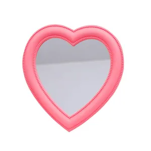 BinaryABC Heart Makeup Mirror Cosmetic Mirror Wall Desktop Mirror Bedroom Mirror (Pink) Pink